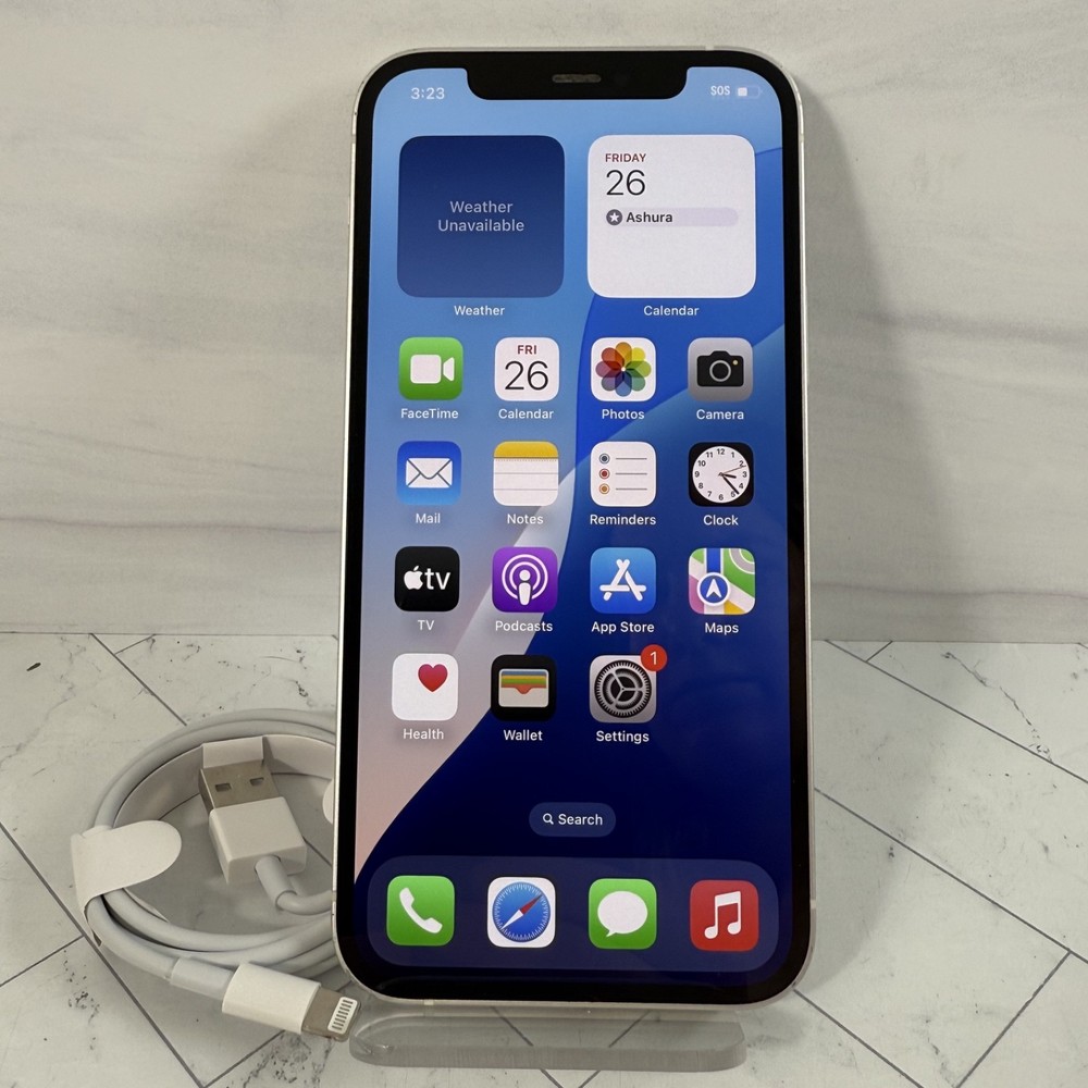 Apple iPhone 12 128 GB White A2172 Unlocked Verizon AT&T T-Mobile #H95
