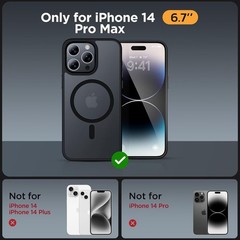 Magnetic for iPhone 14 Pro Max Case 6.7 inch with 2X Screen Protectors Black