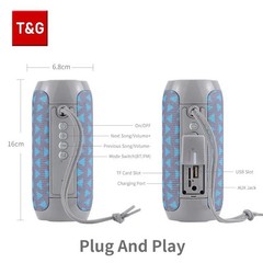 T&G TG117 Portable Bluetooth Speaker Waterproof Outdoor TWS TF FM Radio