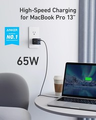 65W 3-Port Fast Compact Foldable USB C Charger Block for MacBook Pro/Air, iPad P