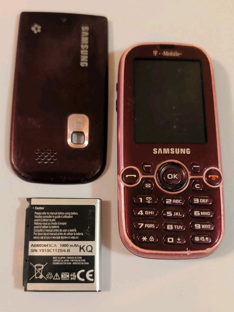 Samsung SGH-T469 – Cellular Cell Phone Rose Red Pink With Battery Bluetooth