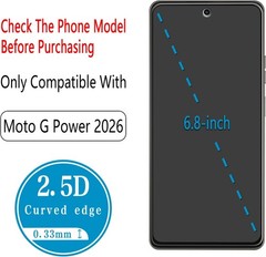 2PCS Tempered Glass Screen Protector for Motorola Moto G Power 2026 Anti Scratch