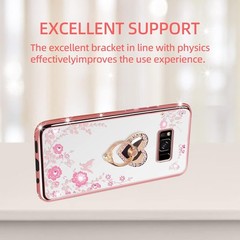For Samsung Galaxy S8 Plus Case Bling Glitter Phone Cover + Ring Stand-Rose Gold