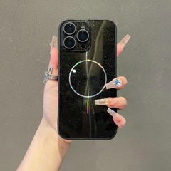 Slim Thin Glitter Black Magnetic Case for iPhone 13 Pro Max, Full Camera Protect