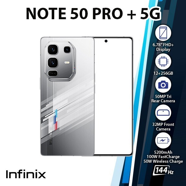 Infinix Note 50 Pro+ Plus 5G Android Cell Phone (RACING/12GB+256GB/Dual SIM)