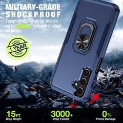 Durable Dark Blue Case for Samsung Galaxy A16 5G with 2X Tempered Glass Protecto