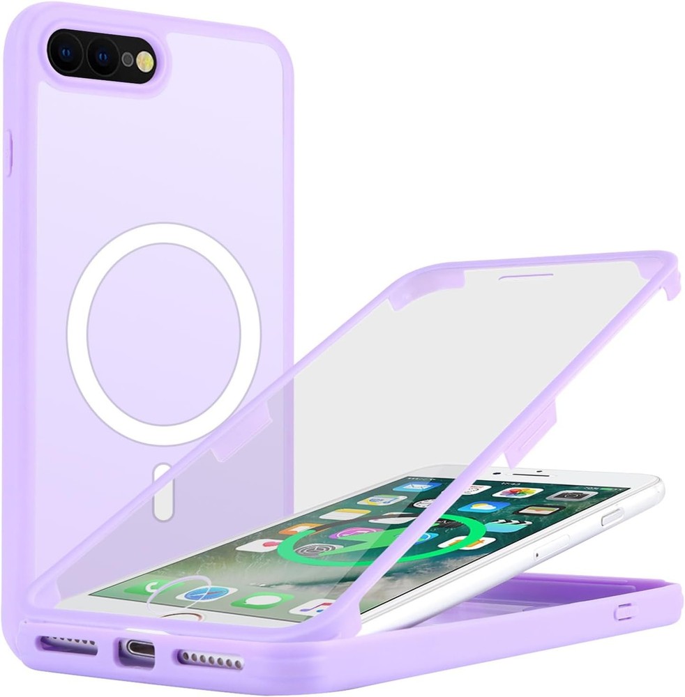 Case & Screen Protector for iPhone 8 Plus & 7 Plus Slim Shockproof Cover Purple