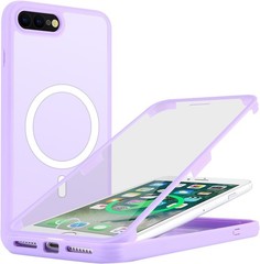 Case & Screen Protector for iPhone 8 Plus & 7 Plus Slim Shockproof Cover Purple