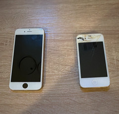 Apple iPhone 6 8GB Lot of 2 Silver/White Bar Phones For Parts/Repair Cracked