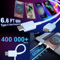 25W USB-C Fast Charger Wall Block for Samsung Galaxy S26/S25/S24 Plus 6.6FT