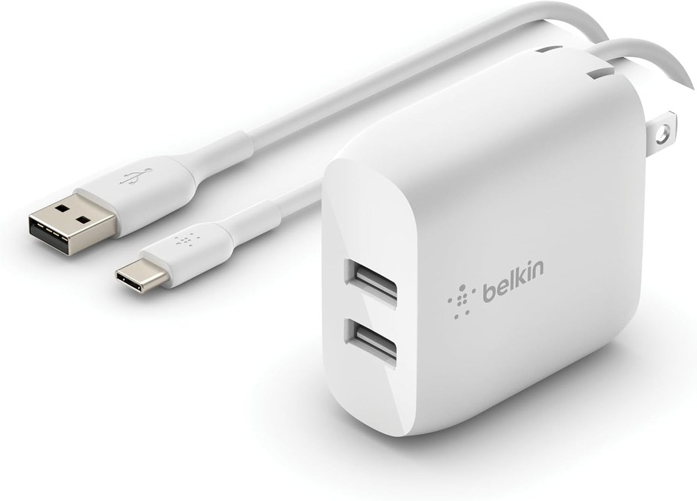 24W Dual Port USB-C Fast Charger Adapter for iPhone 16, iPad Pro, 6Ft Cable