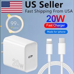 20W Fast Charger USB-C Cable Charging Cord for iphone 8 10 11 12 13 pro Max NB