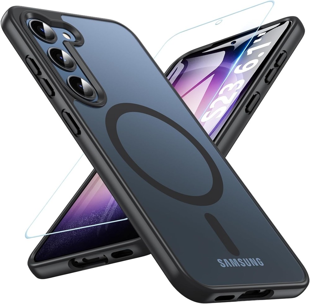 For Samsung Galaxy S23 Case 6.1&Prime; Magnetic Case,Carbon Fiber Protective Bumper