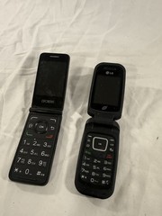 Alcatel QuickFlip 4044C Gray Flip Phone And LG True B460 Flip Phone Lot Of 2