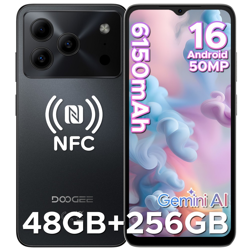 DOOGEE Note56Plus Cell Phone Android 16 48GB+256GB 6150mAh Smartphone 50MP+8MP