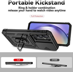 Samsung Galaxy A55 5G Case with Slide Camera Cover HD Screen Protector Black