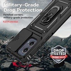 Moto Edge 2024 (Black) Case with Screen Protector, 20ft Drop Tested Ring Impact