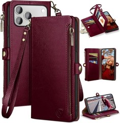 iPhone 17 Pro Max 6.9&Prime; Wallet case with Zipper Credit Card Holder, Flip Folio Co