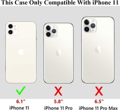 iPhone 11 6.1 inch Wallet Case with 4-Card Holder, ID Slot, Flip Door, Hidden Po