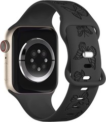 Butterfly Engraved Bands Compatible with Apple Watch Band 41mm 40mm 38mm 49mm 46