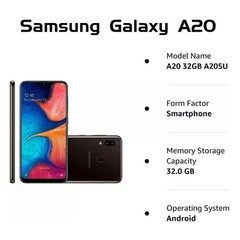 Samsung Galaxy A20 SM-A205U 32GB Unlocked Black Brand New Sealed Smartphone