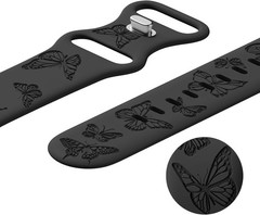 Butterfly Engraved Bands Compatible with Apple Watch Band 41mm 40mm 38mm 49mm 46