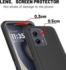 for Motorola Edge 2022 Case with Tempered Glass Screen Protector Black