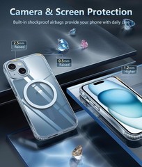 iPhone 15 Case Clear: iPhone 14/13 Case Magnetic Phone Cases with Screen Protect