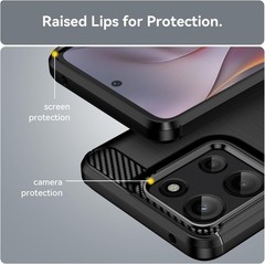 For Moto-G-2025 Case with Screen Protector, Shockproof Flexible TPU Rubber-Black