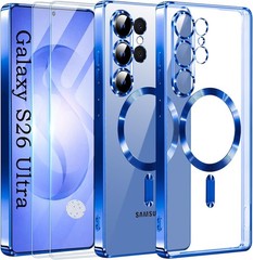 Official Titanium Case for Samsung Galaxy S26 Ultra with 2 Screen Protector, Blu