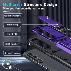 Heavy Duty Shockproof Case for Samsung Galaxy A36/A56 5G with Camera Cover, Purp
