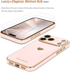 2PCS Case & Screen Protector for iPhone 17 Pro Light Pink Cute Girly Design