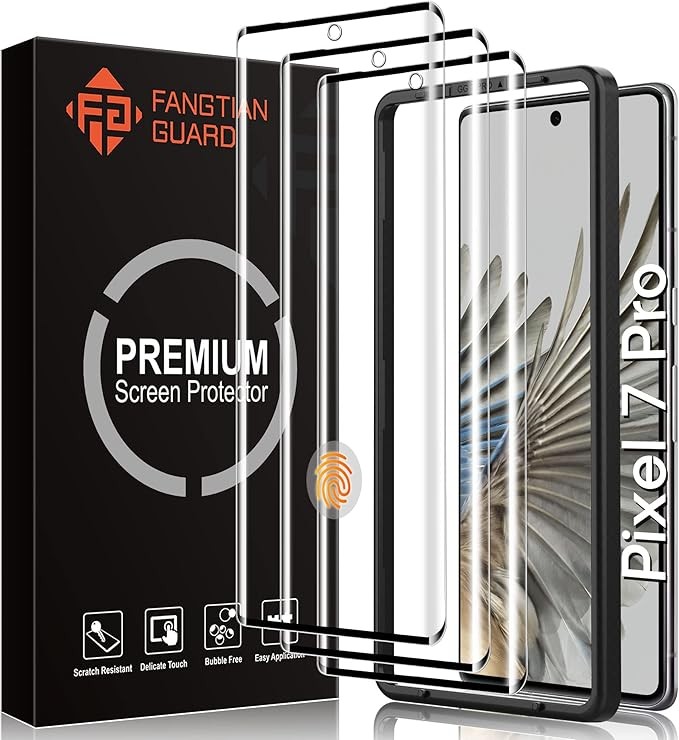 3+3 Pack Screen Protector & Camera Lens Protector for Pixel 7 Pro 6.7Inch Temper