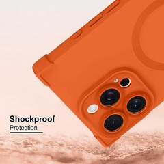 Magnetic Phone Case Made for iPhone 16 Pro Max, Solid Orange, Soft TPU Flexible