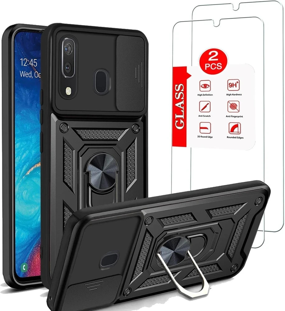 Case for Samsung Galaxy A20 /A30 with Screen Protector Magnetic car mount Black