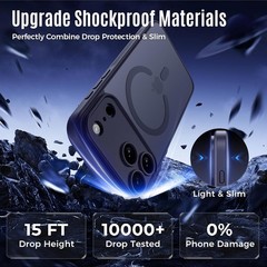 Shockproof Navy Blue Case for iPhone 17 Pro Max, 15FT Military Drop Protection