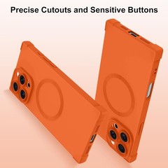 Magnetic Phone Case Made for iPhone 16 Pro Max, Solid Orange, Soft TPU Flexible