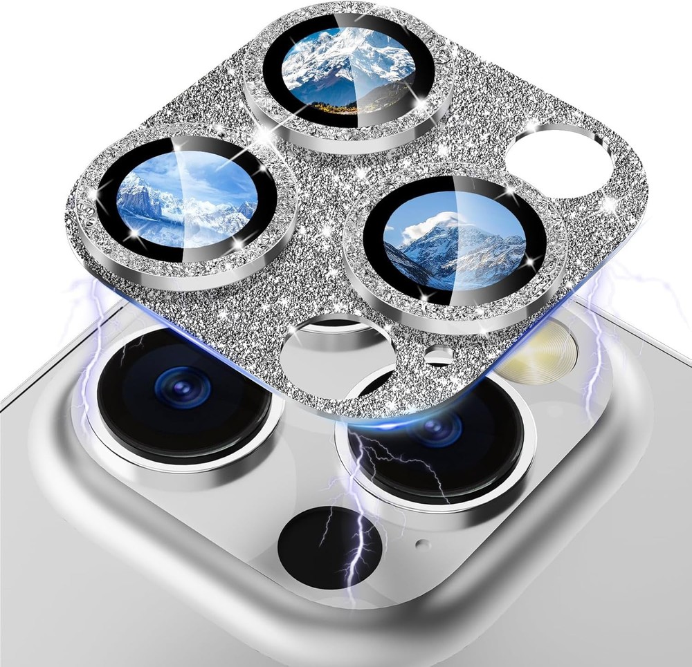 9H Tempered Glass Glitter Camera Lens Protector for iPhone 14 Pro/Max