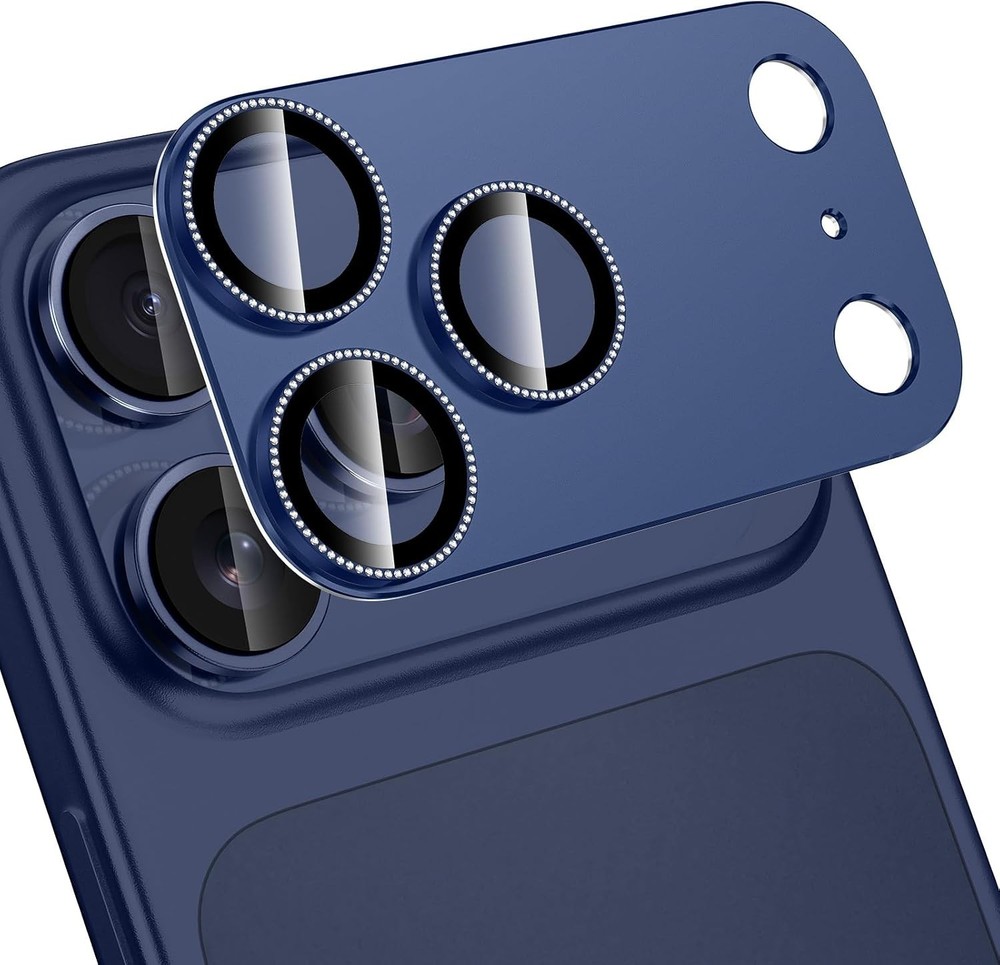 Navy Blue Camera Lens Protector 9H Tempered Glass for iPhone 17 Pro Max, Full Co