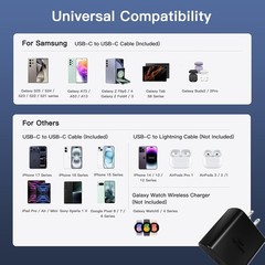 25W USB-C Fast Charger Adapter 2-Pack with 6FT Cable for Samsung Galaxy S24/S25+