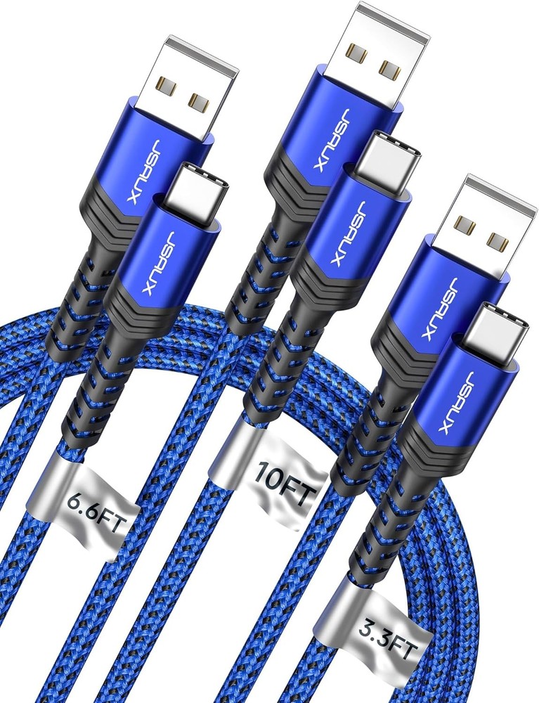 USB C Cable Fast Charging 3-Pack (10ft+6.6ft+3.3ft) USB A to Type C Charger Cord