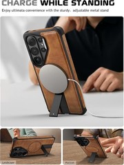 Leather Case with Strong Magnet for Samsung Galaxy S26 Ultra, Kickstand Adjustab