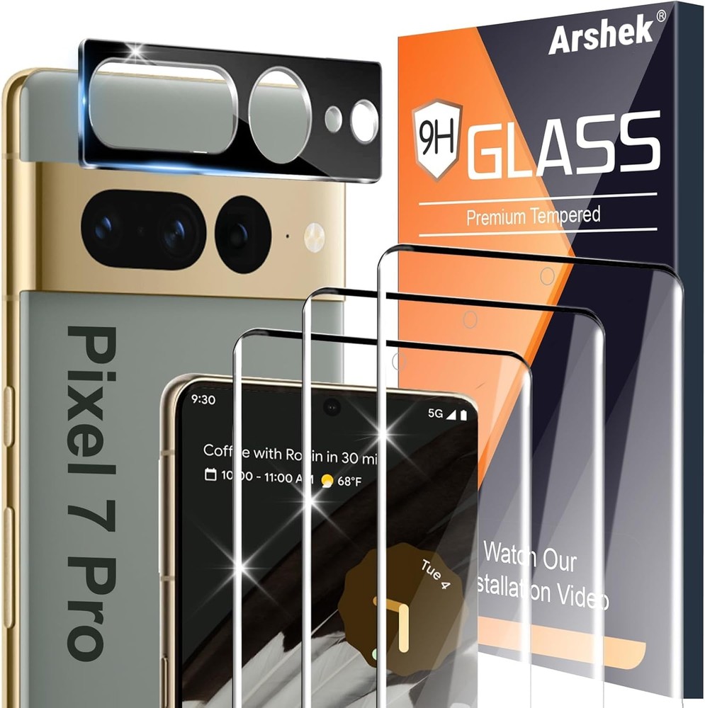 3+1 Pack Screen Protector for Google Pixel 7 Pro 9H Tempered Glass HD Clear Scra