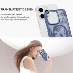 iPhone 16 Pro Max Case, Cute Butterfly Pattern Translucent Matte Slim Protective