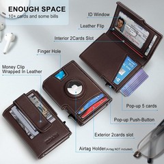 Airtag Wallet for Men, Smart Slim Pop Up Credit Card Holder with RFID Blocking