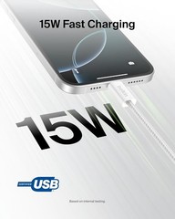 15W Type-C Fast Charger Adapter for iPhone 17 & Galaxy S26 9.9ft