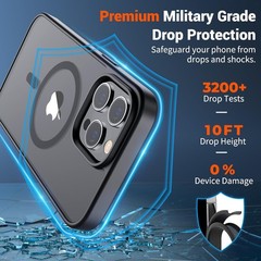 Magnetic for iPhone 14 Pro Max Case Translucent Matte Shockproof Phone Cover, Bl