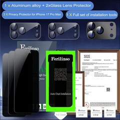 3 Pack Privacy Screen Protector & Camera Lens Protector for iPhone 17 Pro Max
