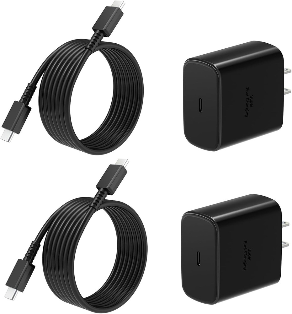 25W USB-C Fast Charger Adapter 2-Pack with 6FT Cable for Samsung Galaxy S24/S25+
