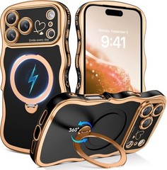 Magnetic for iPhone 17 Pro Max Case with 360° Rotatable Kickstand Ring, Black/Go